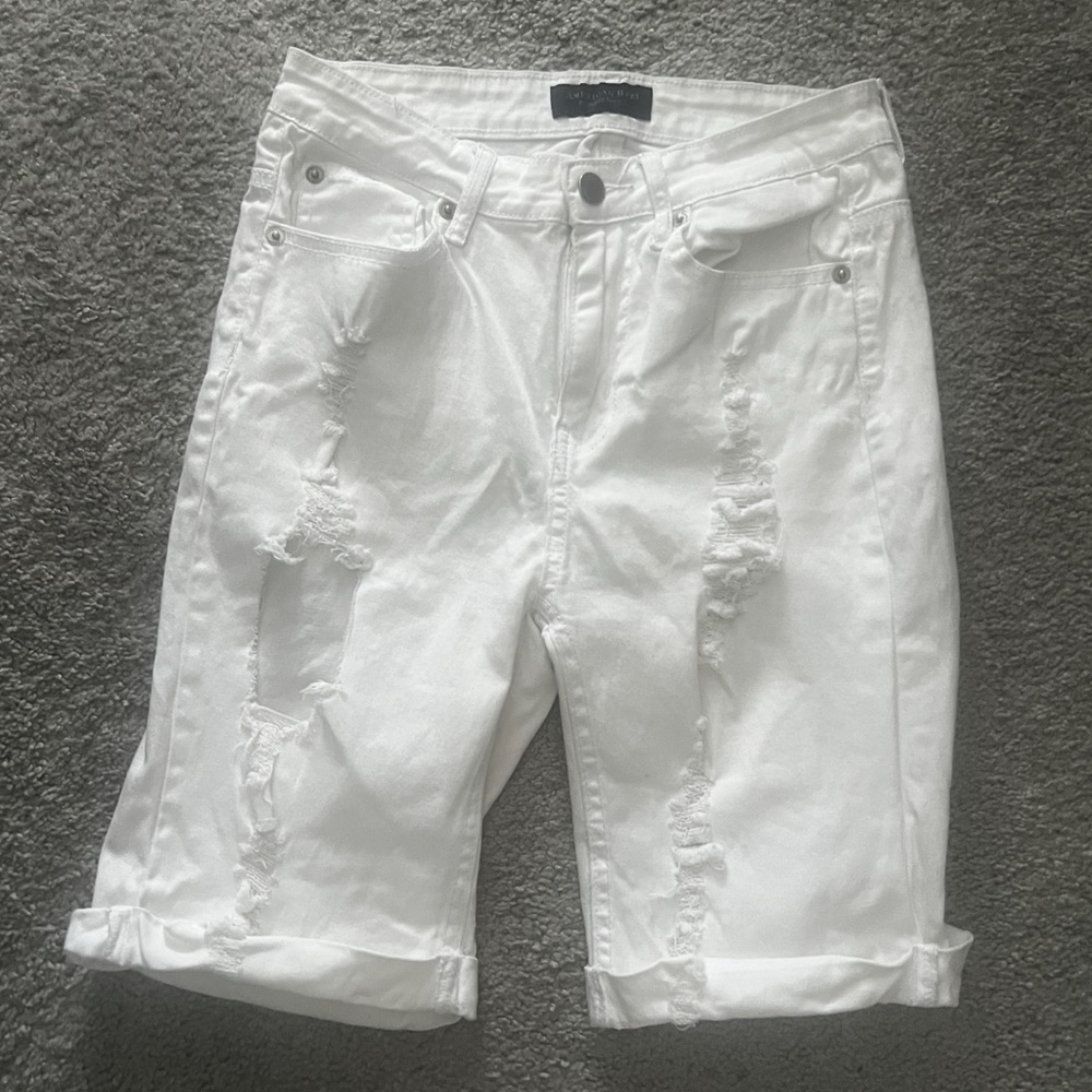 American Bazi White Distressed Jean Shorts - Picture 3 of 6